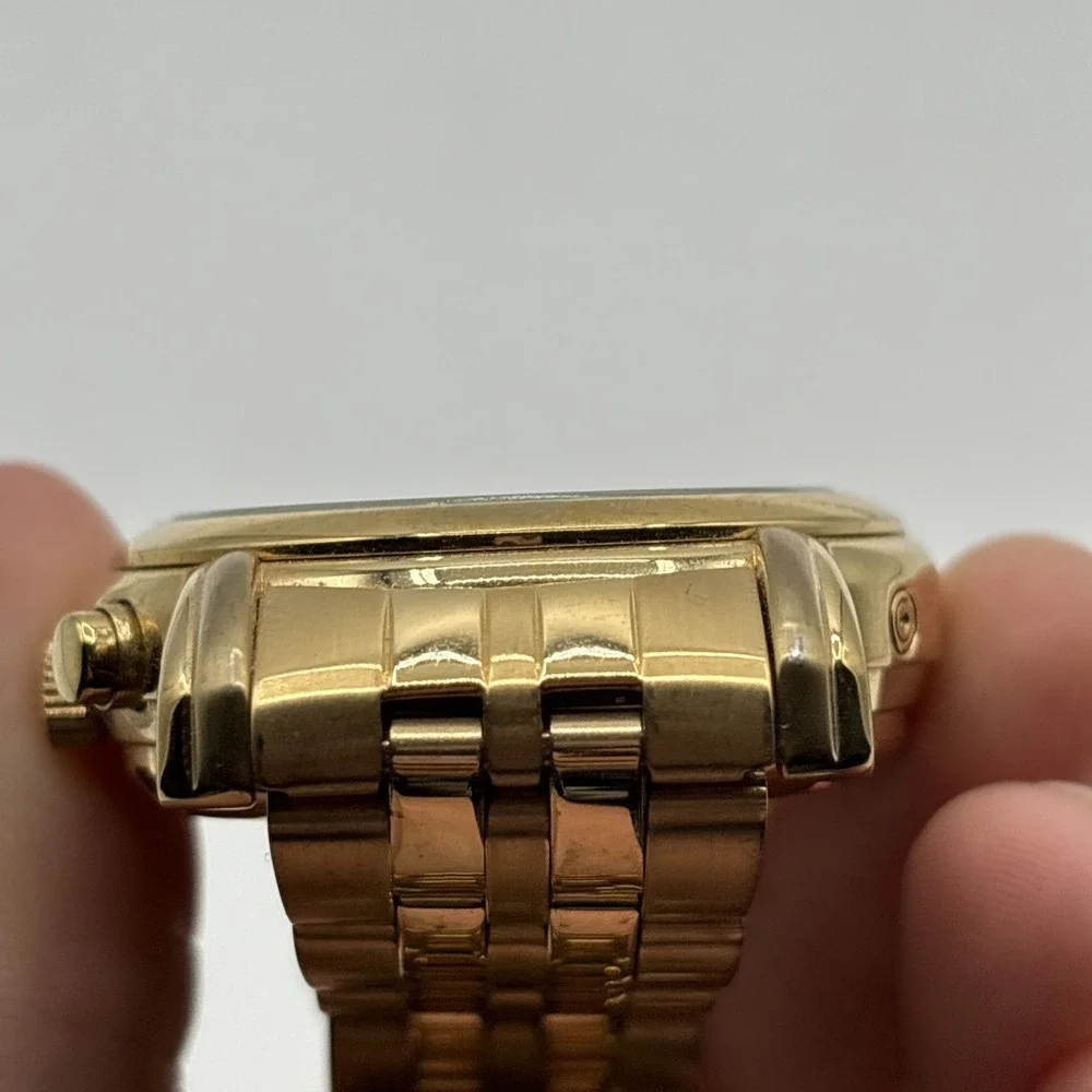 Rousseau R183-809 Gold Stainless Steel Automatic Dress Watch Blue Dial 3 ATM